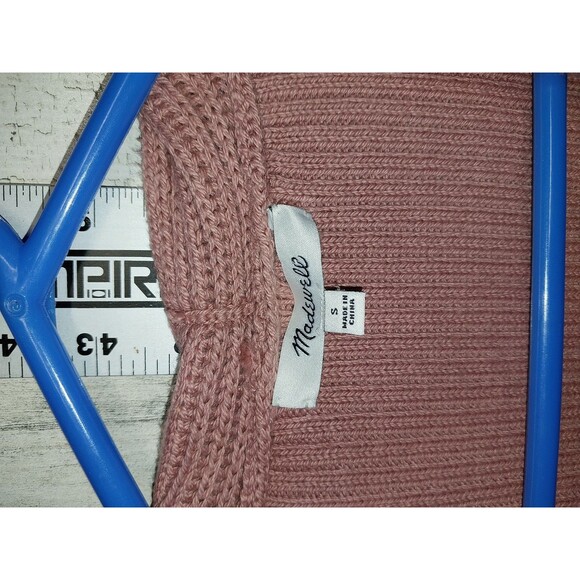 Madewell Nolan Ribbed Cardigan Mauve Pink Open Front Sweater w/ Pockets, Size S - Picture 4 of 7